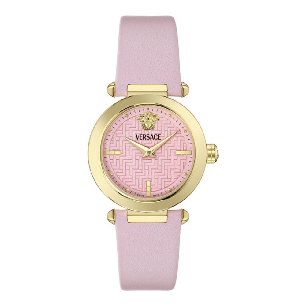 Versace  Greek Leather Watch Pink Womens